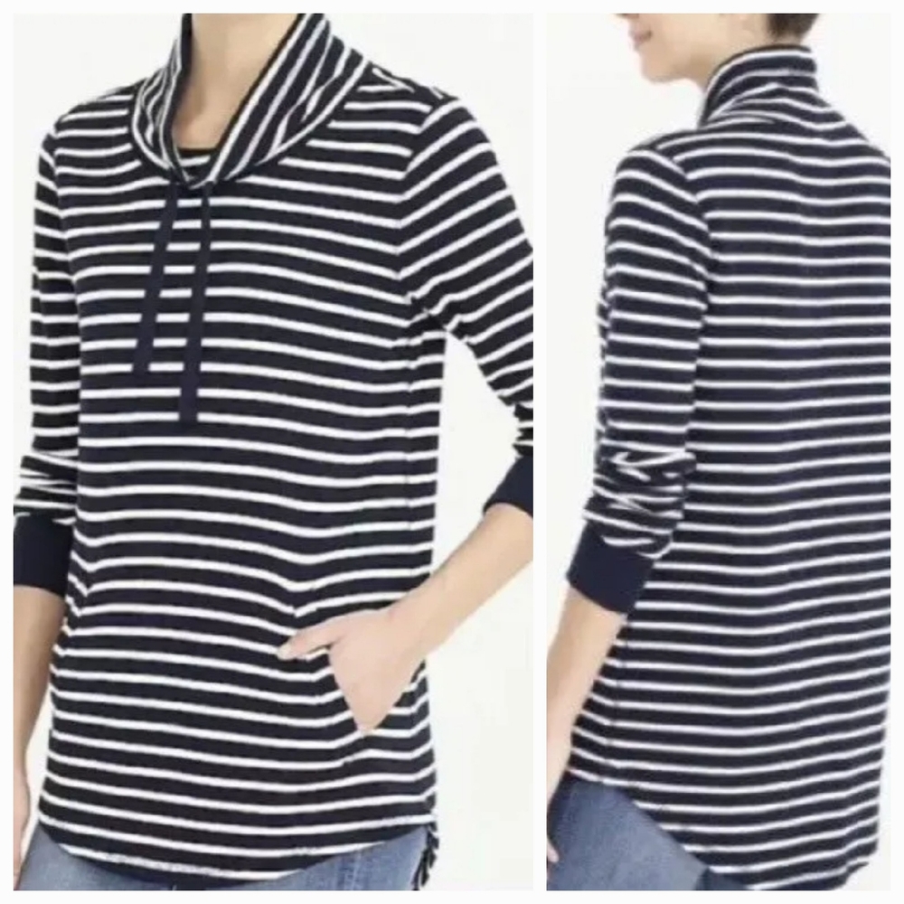J. Crew Nautical Striped Funnel Neck Sweater Size Medium